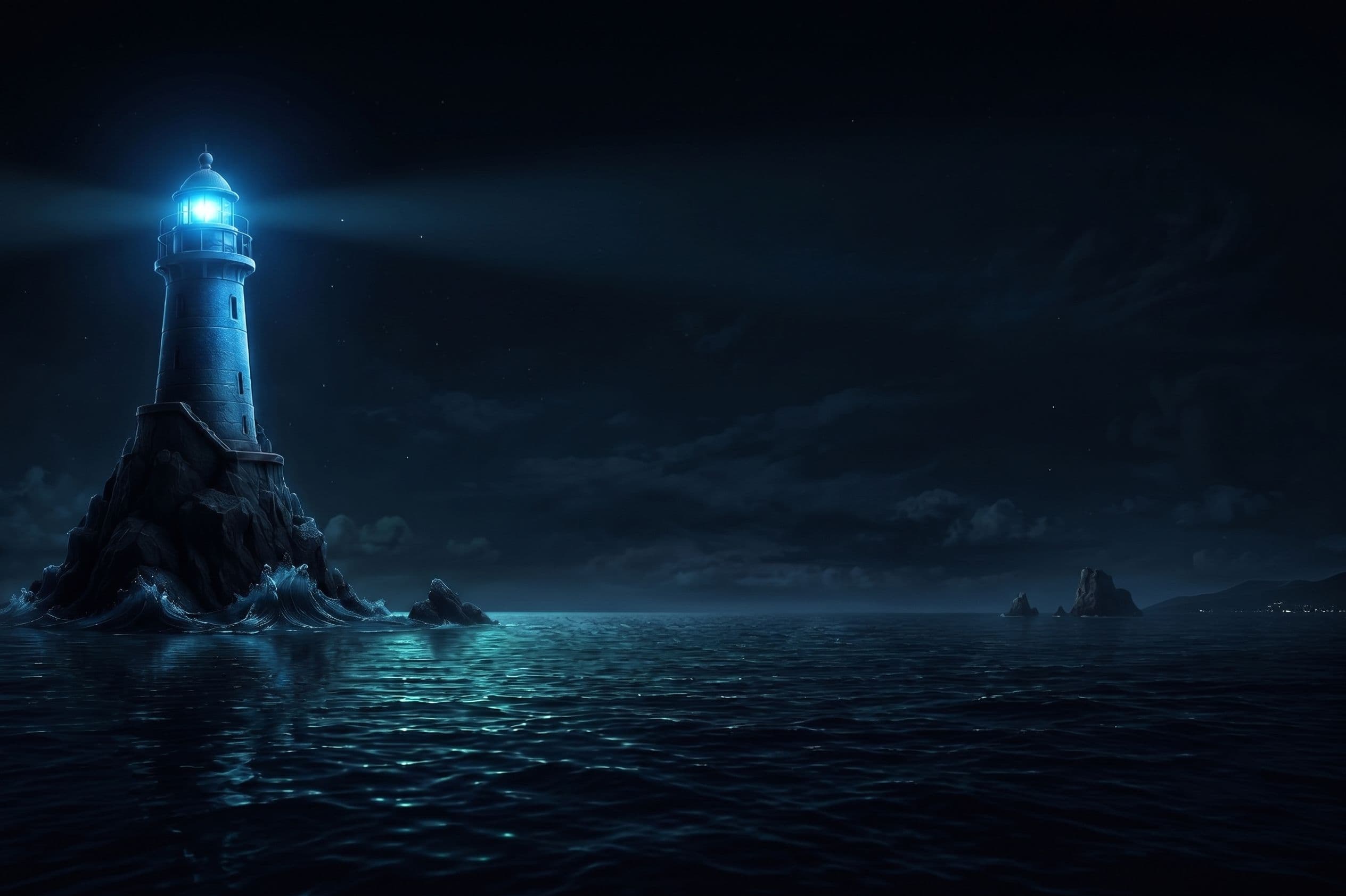 Faro en la noche